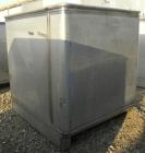 Used Custom Powder Systems Open Top Rolled Lip Bin, 49.4 cubic feet, 304L stainless steel. 42’’ wide x 48’’ long x 48’’ deep. Mounted on stainless steel legs.