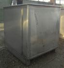 Used Custom Powder Systems Open Top Rolled Lip Bin, 49.4 cubic feet, 304L stainless steel. 42’’ wide x 48’’ long x 48’’ deep. Mounted on stainless steel legs.