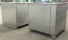 Used Custom Powder Systems Open Top Rolled Lip Bin, 49.4 cubic feet, 304L stainless steel. 42’’ wide x 48’’ long x 48’’ deep. Mounted on stainless steel legs.