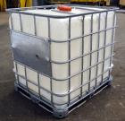 Used Lot Of (54) Schutz Ecobulk IBC Tote Bin, 275 Gallon (37 Cubic Feet), Polyethylene Construction. Approximate 44” long x 36” wide x 38” deep. Top opening, side bottom outlet. Includes a metal fram...