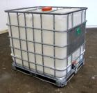 Used Lot Of (54) Schutz Ecobulk IBC Tote Bin, 275 Gallon (37 Cubic Feet), Polyethylene Construction. Approximate 44” long x 36” wide x 38” deep. Top opening, side bottom outlet. Includes a metal fram...