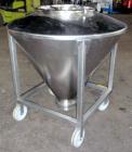 Used Tote Bin, approximately 350 liters (12.3 cubic feet), stainless steel. Approximately 48