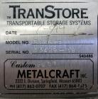 Used Custom Metalcraft TransStore Transportable Powder Tote, Approximate 60 Cubic Feet (448 gallon), Model 512697, 316L Stainless Steel. 48
