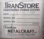 Used Custom Metalcraft TransStore Transportable Powder Tote, Approximate 60 Cubic Feet (448 gallon), Model 512697, 316L Stainless Steel. 48” Long x 42’ wide x 44” straight side x coned bottom, flat t...