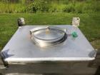 Used Approximately 600 litre (21.2 Cu.Ft.)stainless steel product containers. Unit measures approximately 1,050mm long x 805mm wide x 205mm straight side height with 1,000mm cone height. Has top manw...