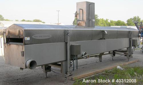 Used Heat and Control Heat Wave Fryer, Model HWF. 28" wide x 12' long, 304 stainless steel wire mesh belt, driven by a 1 hp, 3/60/208-230/460 volt, 1725 rpm gearmotor. Approximate fry time 7-28 secon...