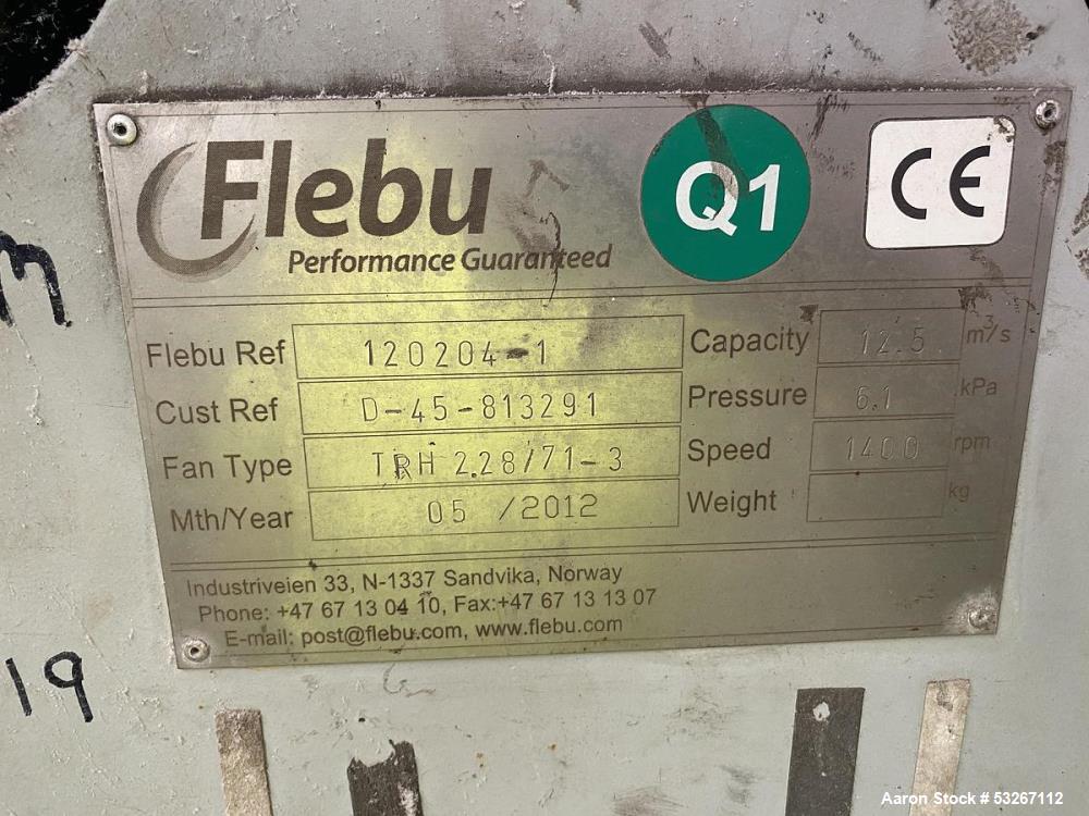 Used Flebu 12.5 m³/s (26,460 CFM) Stainless Steel Blower – 300 HP, TRH 2.28/71-3, Built 2012