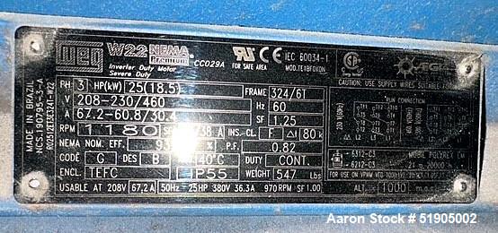 25 HP Industrial Blower by IATC – 18,000 CFM, Model BISW 365-79 CL2/B