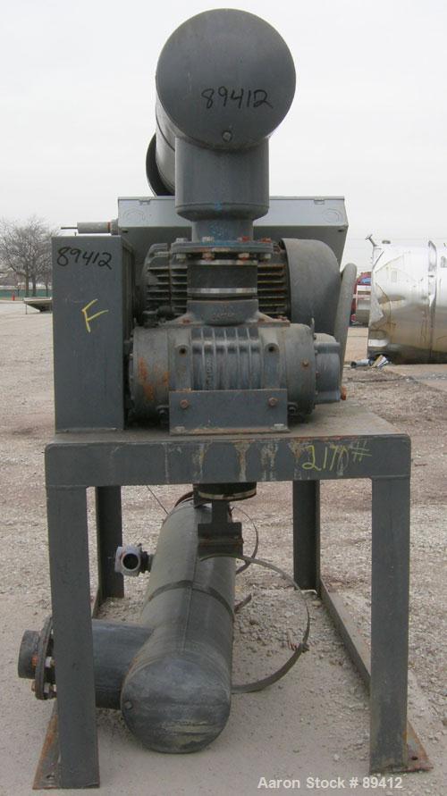 USED: Gardner Denver Duroflow rotary positive displacement blower,model 4512, horizontal. 6" diameter NPT inlet/outlet. Approximatecapacity 427 cfm at 4 psig at 10.4 bhp. Driven by a 75 hp, 3/60/230/...