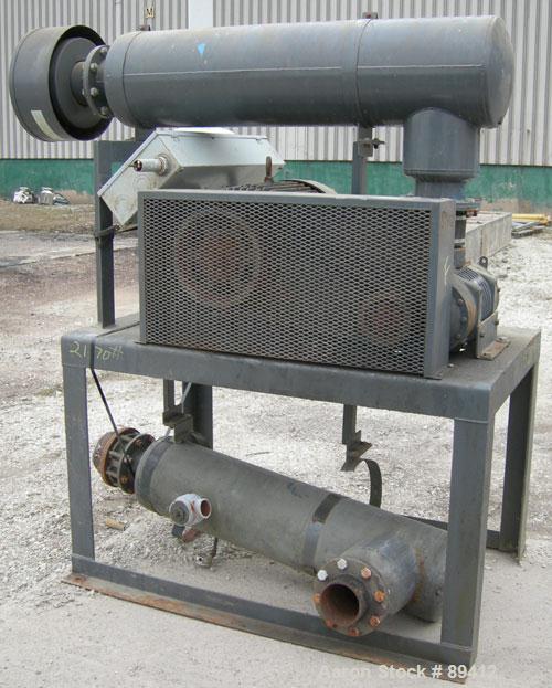 USED: Gardner Denver Duroflow rotary positive displacement blower,model 4512, horizontal. 6" diameter NPT inlet/outlet. Approximatecapacity 427 cfm at 4 psig at 10.4 bhp. Driven by a 75 hp, 3/60/230/...