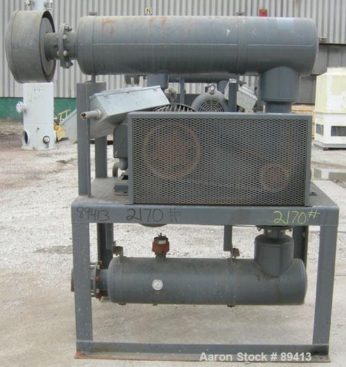USED: Gardner Denver Duroflow rotary positive displacement blower,model 4512, horizontal. 6" diameter NPT inlet/outlet. Approximatecapacity 427 cfm at 4 psig at 10.4 bhp. Driven by a 75 hp, 3/60/230/...