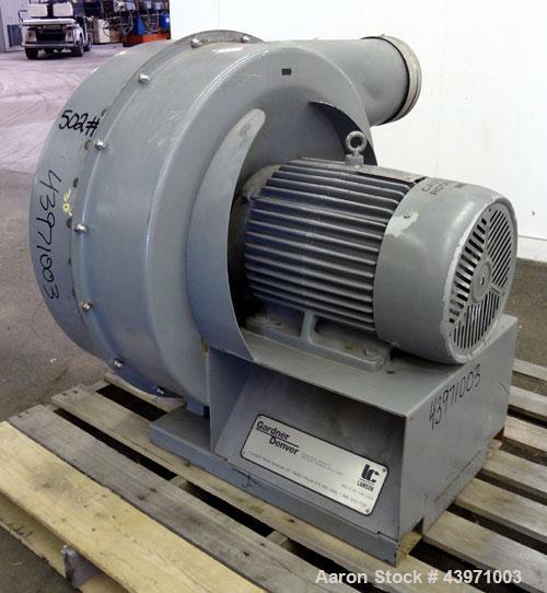 Used Gardner Denver Lamson Blower, Carbon Steel. Driven by 20 hp, 3/60/230/460 volt, 3510 rpm motor.  8" Diameter inlet/outlet, approximately 24" diameter impeller.