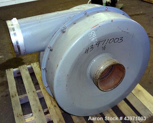 Used Gardner Denver Lamson Blower, Carbon Steel. Driven by 20 hp, 3/60/230/460 volt, 3510 rpm motor.  8" Diameter inlet/outlet, approximately 24" diameter impeller.