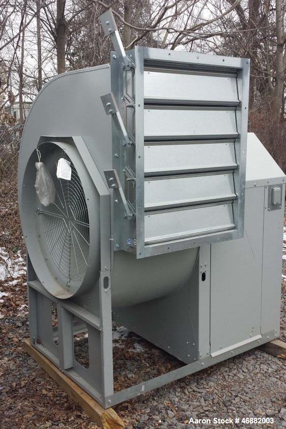 Unused- Greenheck Centrifugal Fan, Model SWB-333-150-CCW-TH-X. 15 hp motor, belt driven fan, backward-inclined centrifugal wheel. Max volume (cfm)- 54,000 / max static pressure (in. wg)- 5. Can be us...