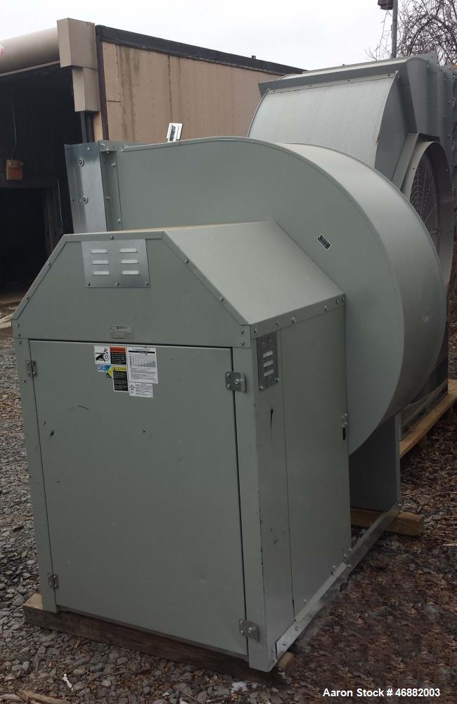 Unused- Greenheck Centrifugal Fan, Model SWB-333-150-CCW-TH-X. 15 hp motor, belt driven fan, backward-inclined centrifugal wheel. Max volume (cfm)- 54,000 / max static pressure (in. wg)- 5. Can be us...