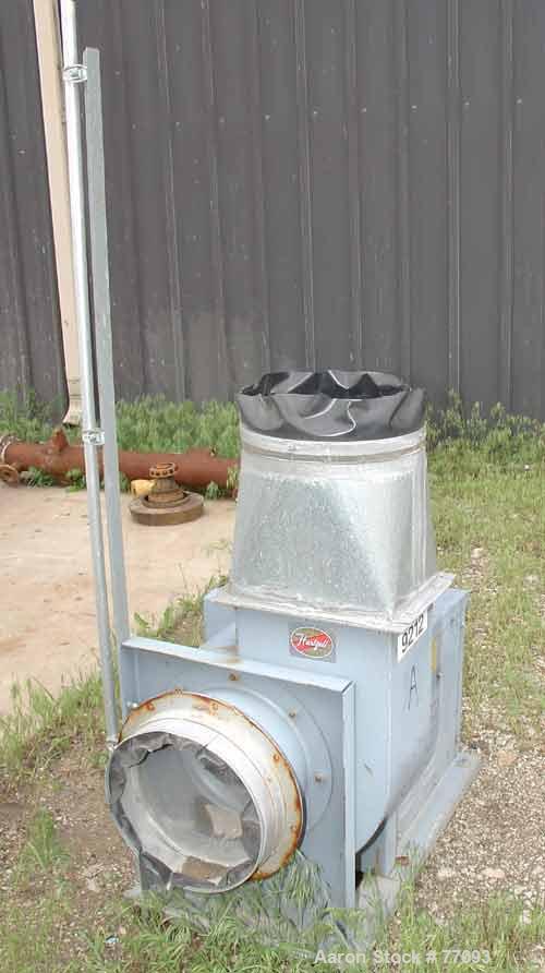 Used- Hartzell centrifugal fan, model 03P-12-BCJ3, carbon steel. 12" diameter inlet, 13" x 9" outlet, rated at 1200 cfm at 2...