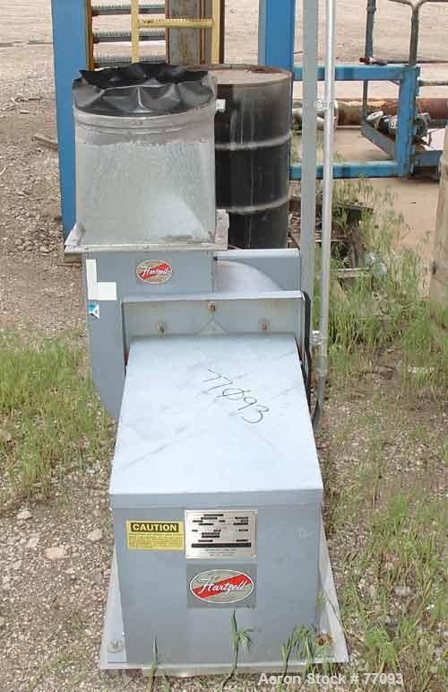 Used- Hartzell centrifugal fan, model 03P-12-BCJ3, carbon steel. 12" diameter inlet, 13" x 9" outlet, rated at 1200 cfm at 2...