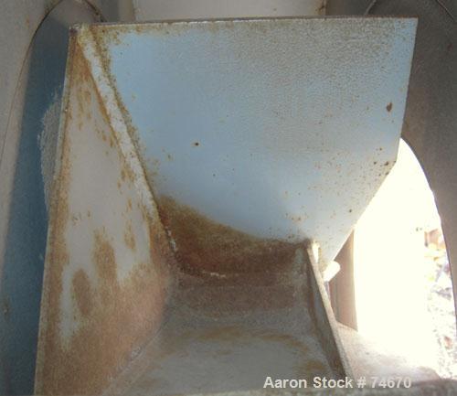 USED:  Aerovent Centrifugal Blower, Model 500-BW-MHB-1743-5, Type MHB, Carbon Steel.  Approximate 20" diameter fan.  Rated 3600 CFM.  Clockwise rotation, 11" inlet, 9 1/2" x 10 1/2" outlet. Driven by...