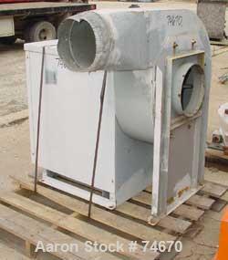 USED:  Aerovent Centrifugal Blower, Model 500-BW-MHB-1743-5, Type MHB, Carbon Steel.  Approximate 20" diameter fan.  Rated 3600 CFM.  Clockwise rotation, 11" inlet, 9 1/2" x 10 1/2" outlet. Driven by...