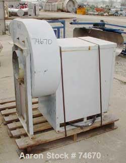 USED:  Aerovent Centrifugal Blower, Model 500-BW-MHB-1743-5, Type MHB, Carbon Steel.  Approximate 20" diameter fan.  Rated 3600 CFM.  Clockwise rotation, 11" inlet, 9 1/2" x 10 1/2" outlet. Driven by...