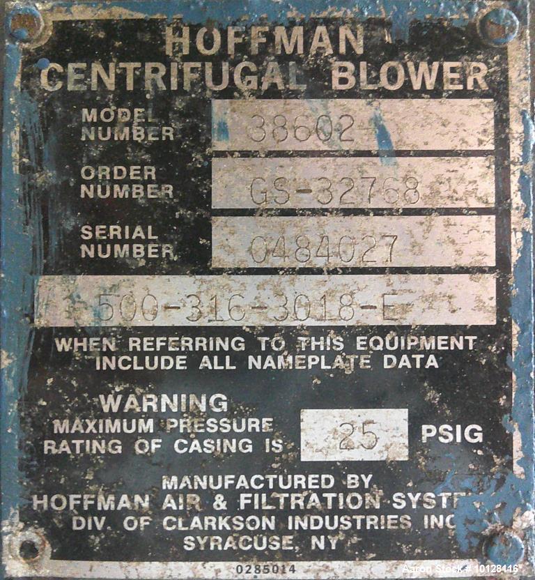 Used Hoffman 38602 Centrifugal Blower | 75 HP Industrial Air Blower