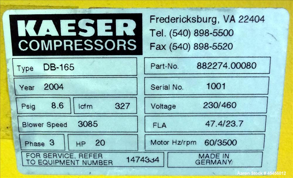 Used Kaeser Rotary Blower, Model DB-165 C
