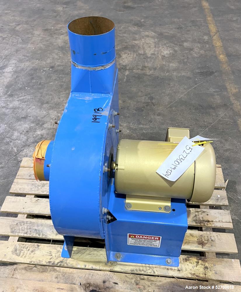 Used- Sterling Direct Drive Blower, Model 6005FD. Aluminum impeller. Driven by 5hp, 3/60/230/460 volt, 3450 rpm. 6" Inlet / ...