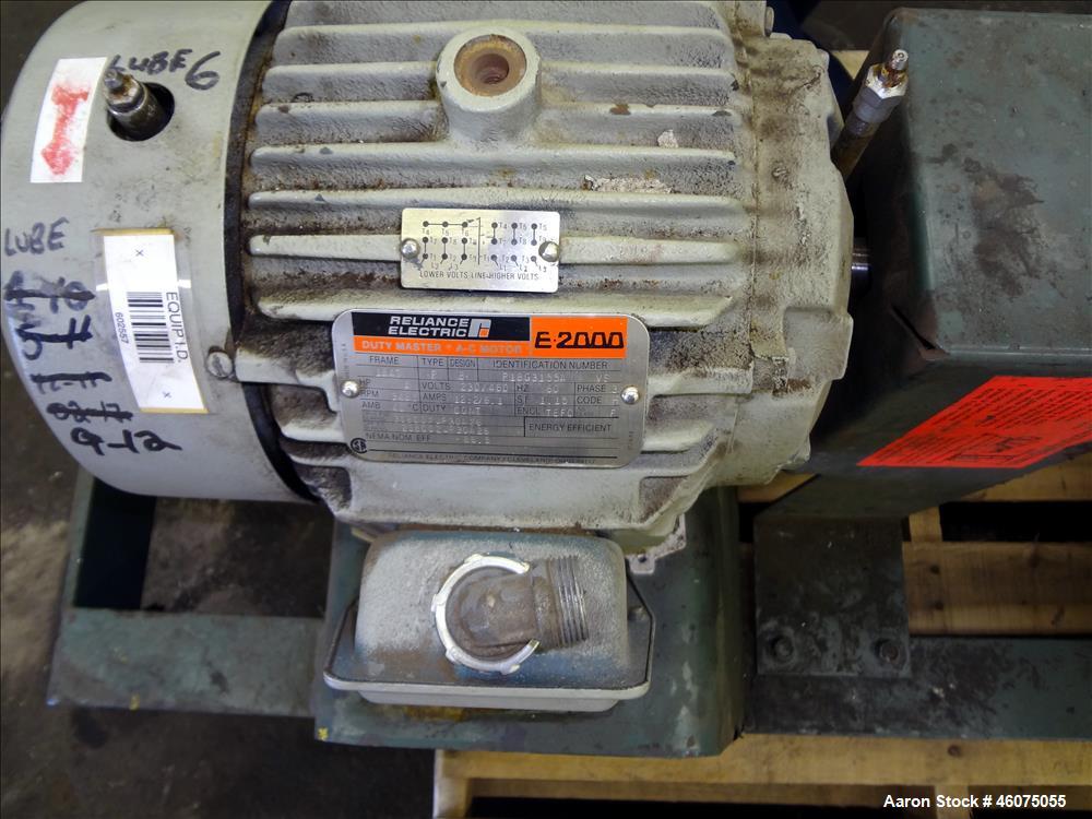 Used Lamson Multistage Centrifugal Blower, Model 406-0-6-AD, Carbon Steel. Approximately 210 cfm. Driven by a 5hp, 3/60/230/460 volt, 3485 rpm motor. Mounted on a frame. Serial# 861519.