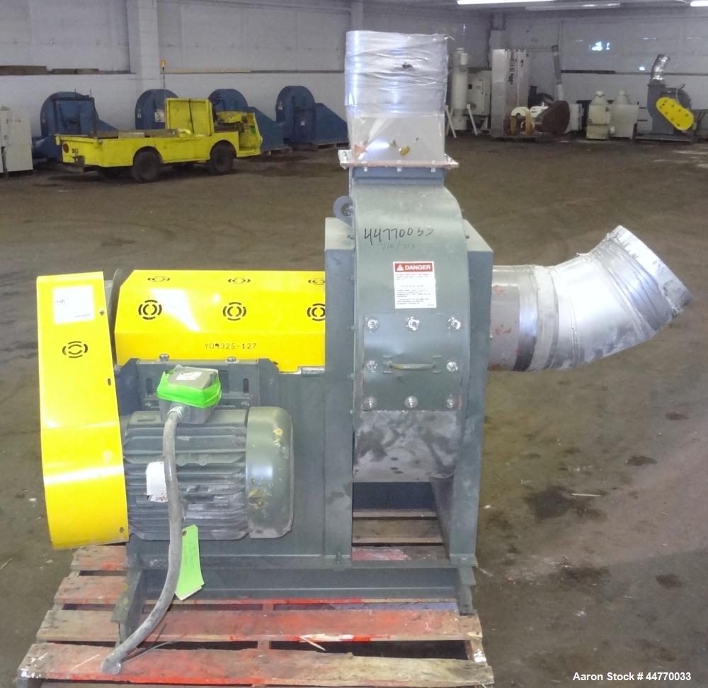 Used New York Blower Series 30 GI Fan, Size 224 LS, Carbon Steel.  Approximately 3500 cfm at 18" S.P. at 2577 rpm. Approximately 12" diameter side inlet, 11" x 33" top outlet, 22" diameter wheel. Dri...