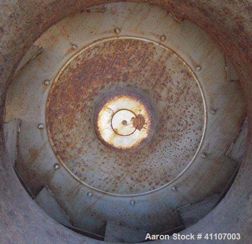 Used New York Blower Fan, Type PLR, Size 36 IV, Carbon Steel. Approximately 40" diameter fan, 40" diameter front inlet, 40" x 22" top outlet. Rated 17,657 CFM @ 14" total static. Driven by a 75 HP, 3...