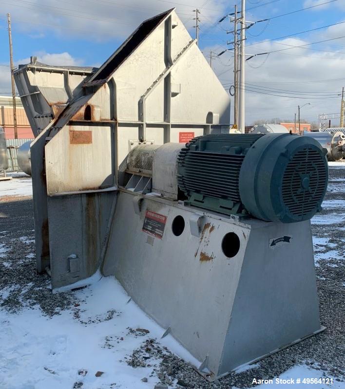 Used- Robinson Industries 350 HP Radial Blower, Type RB122. Size 49- 1/" fan, with 350 hp, 460 volt motor, 21" x 42" tangent...