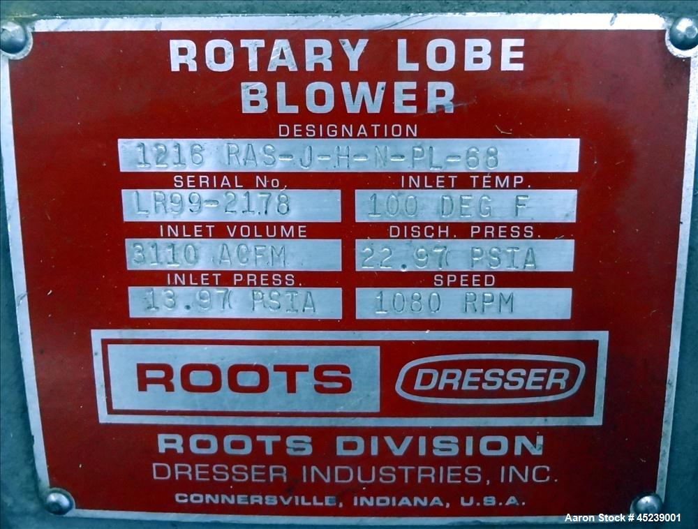 Used Carbon Steel Roots Whispair Horizontal Rotary Lobe Blower, Model 1216 RAS-J-H-N-PL-68