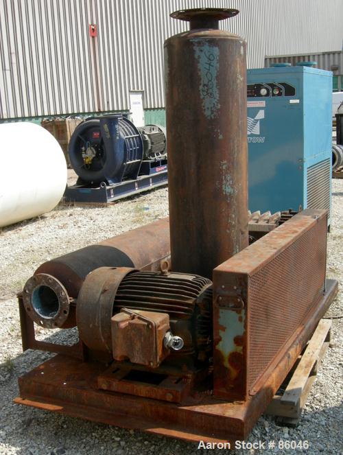 USED: Roots Ram Whispair rotary positive gas blower, model 616JVRCS. Approximate capacity 450 cfm at 11 bhp at 4 psi. 6" inl...
