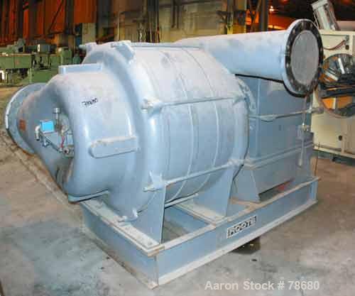 Used Roots High Pressure Blower, Model MVI-14, Carbon Steel. 33" diameter impeller, 18" inlet, 14" outlet. Rated approximately 6250 CFM at 3560 RPM with inlet pressure being at atmosphere and dischar...