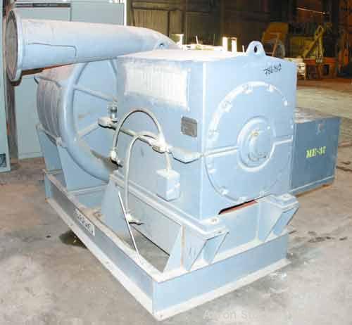 Used Roots High Pressure Blower, Model MVI-14, Carbon Steel. 33" diameter impeller, 18" inlet, 14" outlet. Rated approximately 6250 CFM at 3560 RPM with inlet pressure being at atmosphere and dischar...