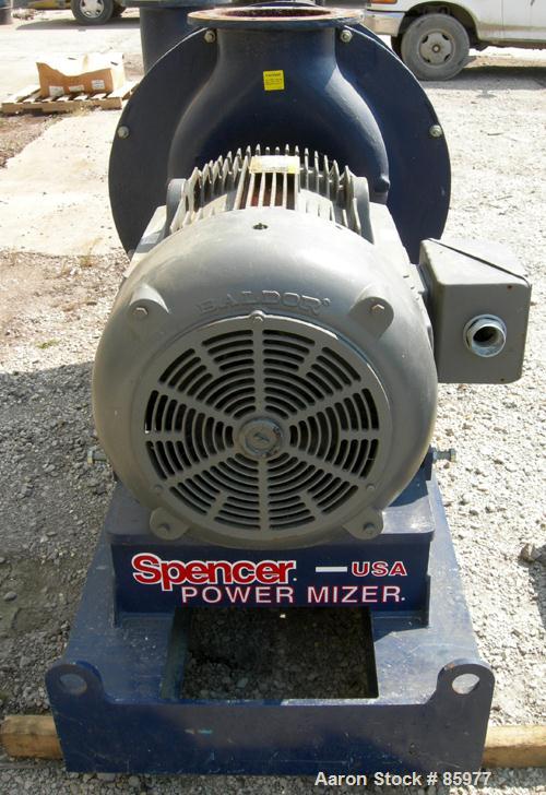 USED: Spencer Power Mizer high efficiency multi-stage centrifugal blower, model C43R26T11A1, carbon steel. Approx 2,500 cfm at 15 psi. 10" inlet, 12" outlet. Driven by a 125 hp, 3/60/460 volt, 3570 r...