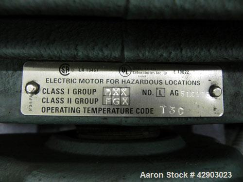 Used Spencer Turbine Blower, Model S30206C, Carbon Steel. Approximate 705 SCFM. Driven by a 50 hp, 3/60/230/460 volt, 3545 rpm XP motor.