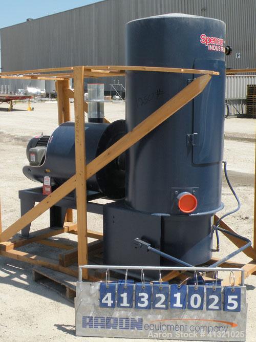 Used Spencer Turbine Industravac Stationary Vacuum System, model SB-515B, carbon steel. (19) 5" diameter x 36" long bags providing 75 square feet filter area, 4-1/3 cubic feet removable dust collecti...