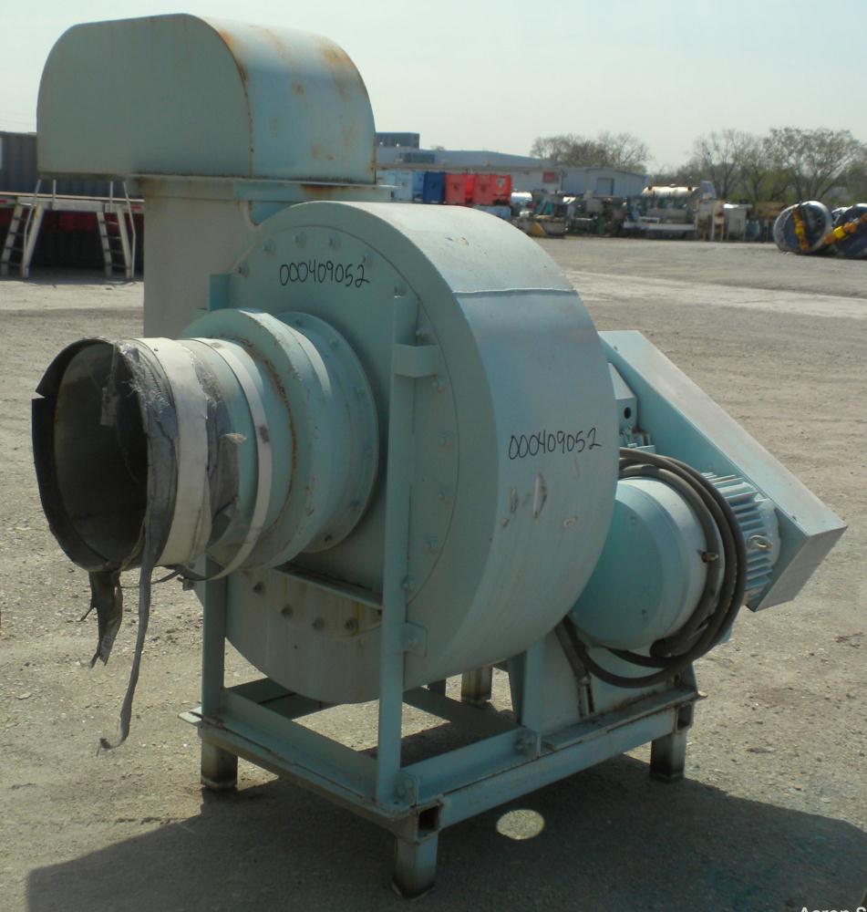 Used Twin City Fan & Blower Industrial Fan, Size 919, Type RBA-SW, Arrangement 9L, Carbon Steel. Approximate 9062 CFM at 4.5’’ S.P. at 1075 rpm. 17’’ Diameter inlet. Driven by a 25 hp, 3//60/230/460 ...