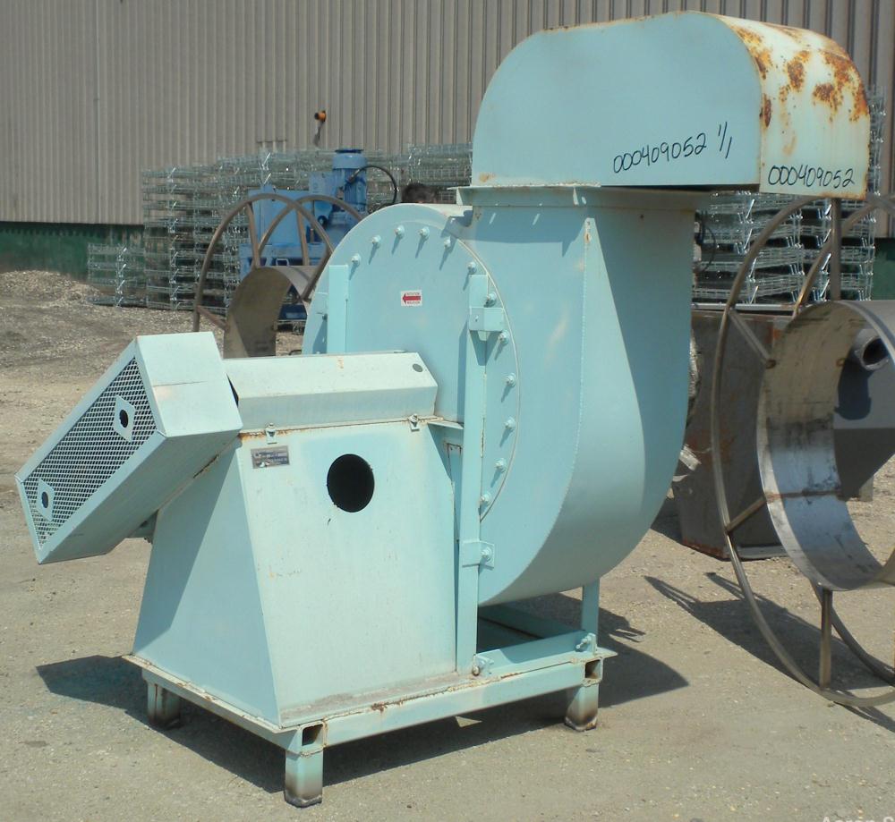 Used Twin City Fan & Blower Industrial Fan, Size 919, Type RBA-SW, Arrangement 9L, Carbon Steel. Approximate 9062 CFM at 4.5’’ S.P. at 1075 rpm. 17’’ Diameter inlet. Driven by a 25 hp, 3//60/230/460 ...