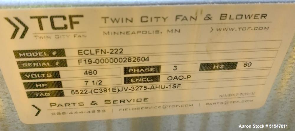 Unused- Twin City Fan & Blower Compact Plenum Fan