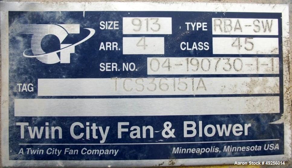 Used Twin City High Pressure Blower, Type RBA-SW, Size 913