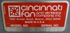 Used Cincinnati Fan HP Series High Pressure Blower, Model HP-6C22, Aluminum.  Approximately 1560 cfm at 29