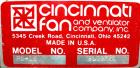 USED: Cincinnati fan pressure blower, model PB-18, cast aluminum. Approximate 1260 cfm at 8