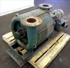 Used Lamson Multistage Centrifugal Blower, Model 406-0-6-AD, Carbon Steel. Approximately 210 cfm. Driven by a 5hp, 3/60/230/460 volt, 3485 rpm motor. Mounted on a frame. Serial# 861519.
