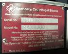 Used Spencer Turbine Blower, Model S30206C, Carbon Steel. Approximate 705 SCFM. Driven by a 50 hp, 3/60/230/460 volt, 3545 rpm XP motor.