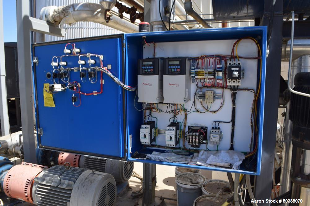 Used Hurst Deaerator System. Consisting of: (1) tank rated 50 psi at -20 to 300 degrees F., serial# 1150182DA, National Board# 17204, built 2011, (2) centrifugal pumps, and a control panel with Allen...