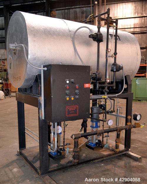 Used Precision Boilers Deaerating Designs Duplex Boiler Feed System, Model BF500D135-3. Unit consists of (1) Horizontal tank, (2) Goulds pumps, model 2SVB1H2J6, each driven by a 3hp, 3/60/208-230/460...