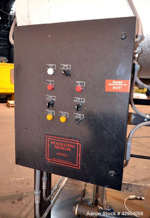 Used Precision Boilers Deaerating Designs Duplex Boiler Feed System, Model BF500D135-3. Unit consists of (1) Horizontal tank, (2) Goulds pumps, model 2SVB1H2J6, each driven by a 3hp, 3/60/208-230/460...
