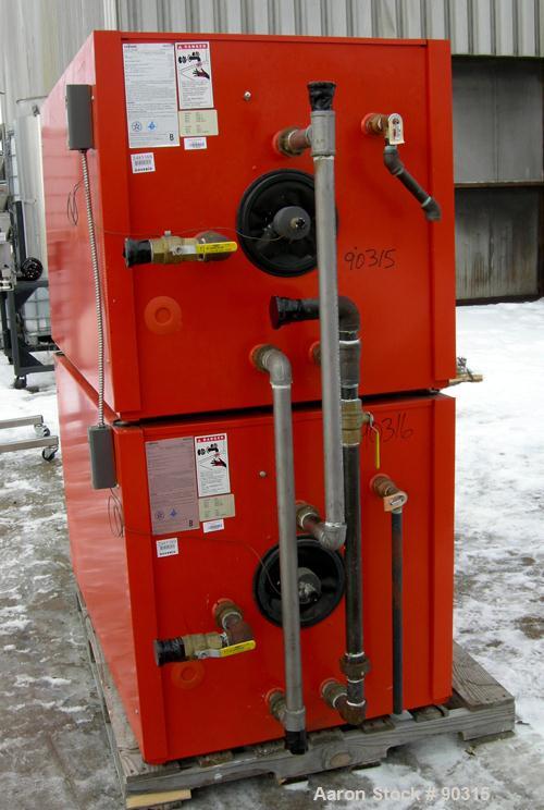 Used Viessman Horicell Hot Water Storage Tank, 316 stainless steel. (1) 120 gallon horizontal tank, rated 150 psi. Heat exchanger capacity 4.5 gallons, rated 195 psi at 248 degrees F.